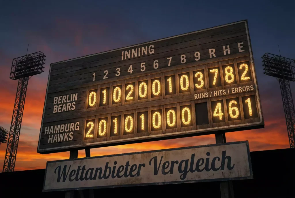 Baseball Wettanbieter Vergleich: Quotentafel mit MLB-Spielpaarungen